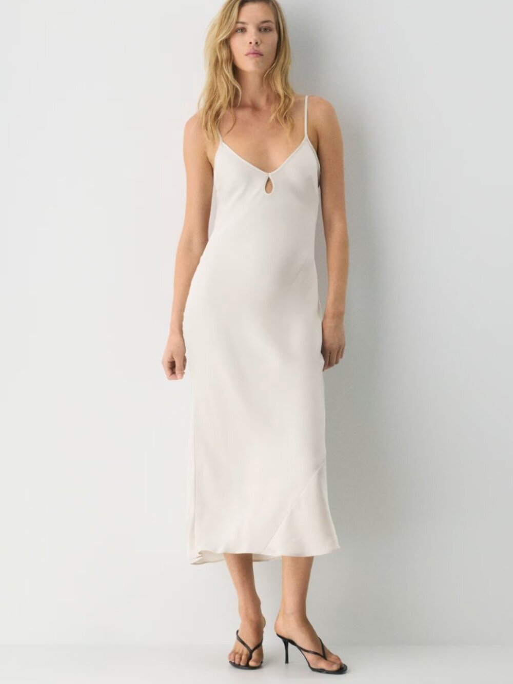 Aritzia Ten Duskfall Satin Dress Matte Pearl in Size Small